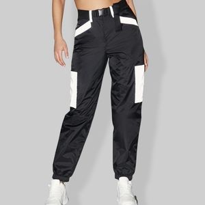 Reflective Jogger Cargo Pants with Buckle Belt